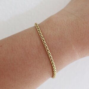 3mm Wheat Chain Style Bracelet/Anklet 18k Gold Plated Stainless Steel